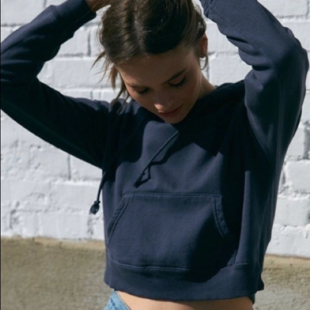 Brandy Melville Navy Blue Crop Hoodie